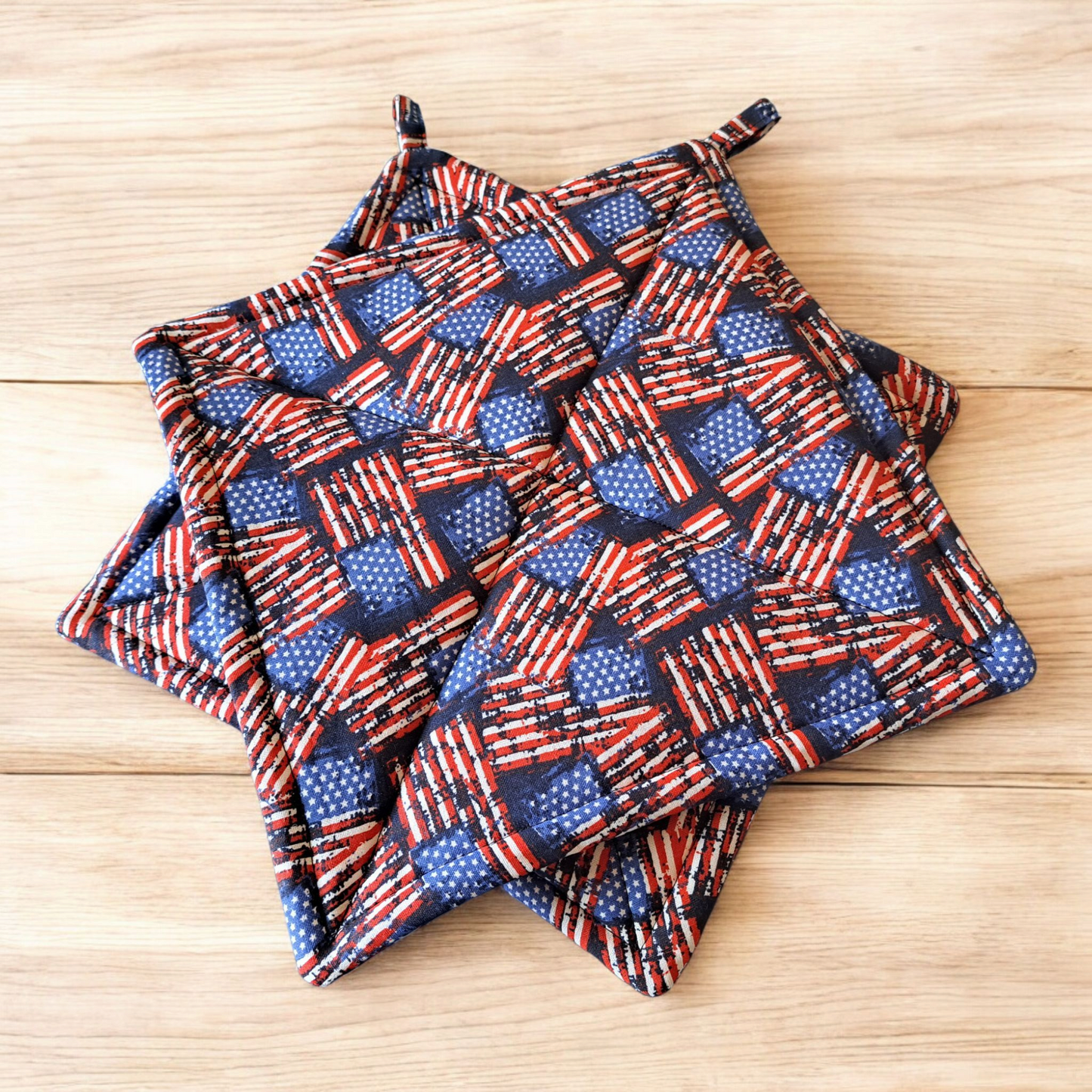 Patriotic - Pot Holders (Set of 2) - silver makeup bag, dog bandana, handmade pot holders, Scrunchies, pink makeup bag, Sachet, green cosmetic bag, make up bag green - Frances Farm & Craft, LLC