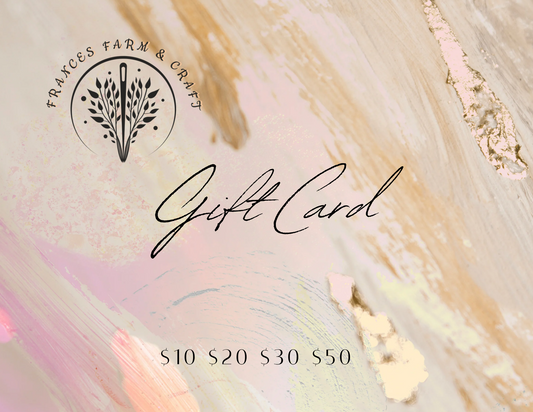 Electronic Gift Cards - silver makeup bag, dog bandana, handmade pot holders, Scrunchies, pink makeup bag, Sachet, green cosmetic bag, make up bag green - Frances Farm & Craft, LLC