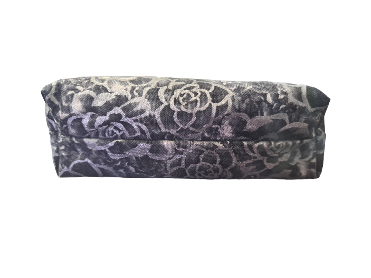 Black with Silver Flowers - Makeup Bag/ Cosmetic Pouch (Different sizes) - silver makeup bag, dog bandana, handmade pot holders, Scrunchies, pink makeup bag, Sachet, green cosmetic bag, make up bag green - Frances Farm & Craft, LLC