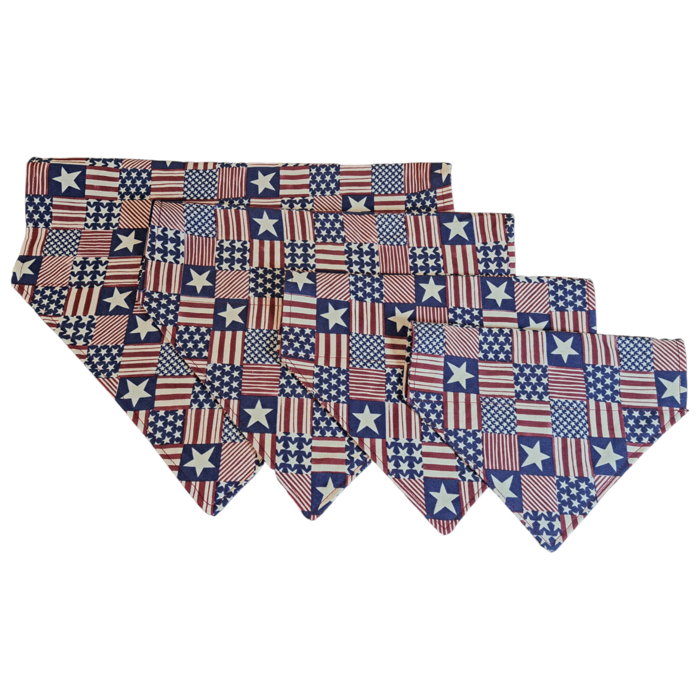 Dog Bandanas - Stars & Stripes (Different Sizes) - silver makeup bag, dog bandana, handmade pot holders, Scrunchies, pink makeup bag, Sachet, green cosmetic bag, make up bag green - Frances Farm & Craft, LLC