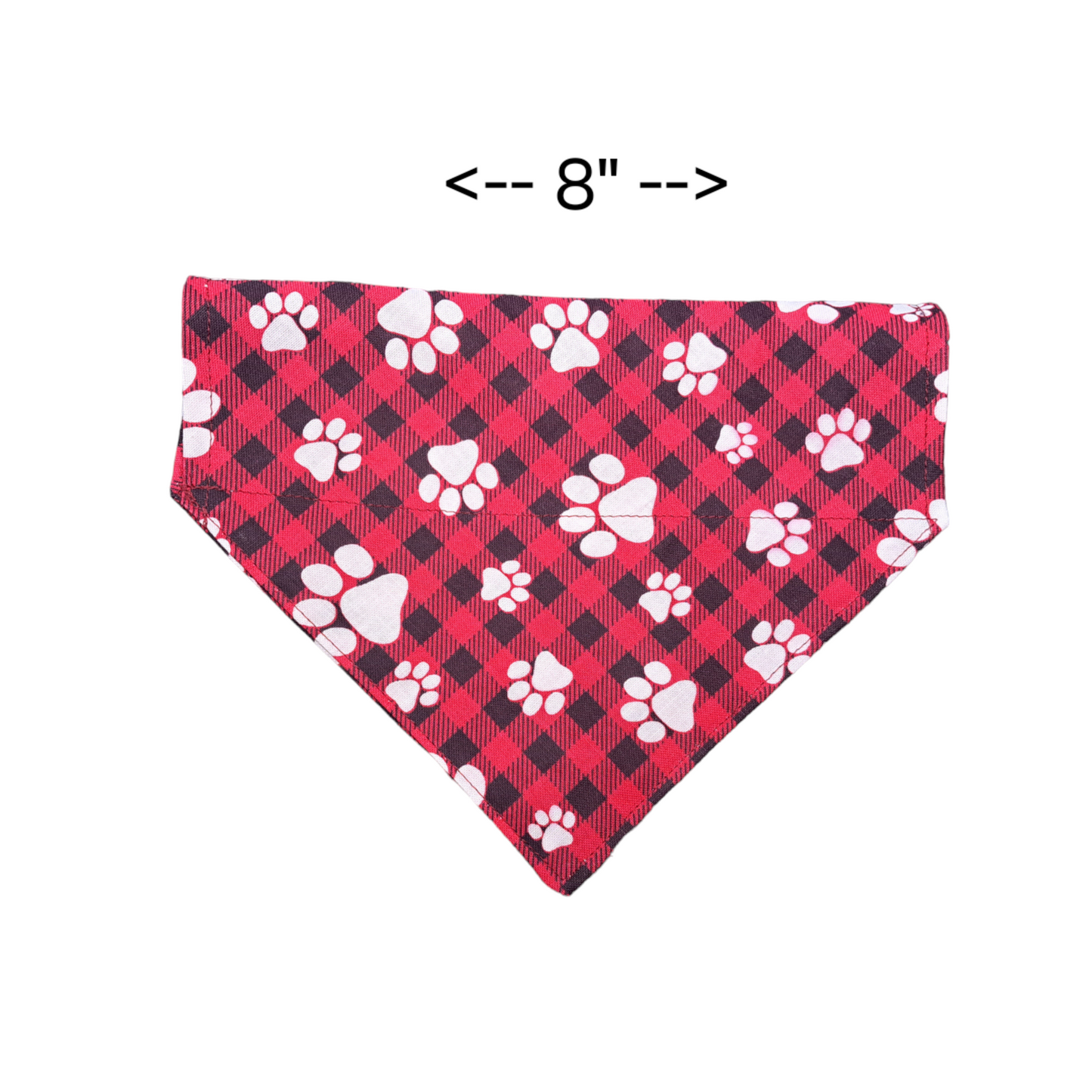 Red Plaid with Paws - Dog Bandana (Different Sizes) - silver makeup bag, dog bandana, handmade pot holders, Scrunchies, pink makeup bag, Sachet, green cosmetic bag, make up bag green - Frances Farm & Craft, LLC