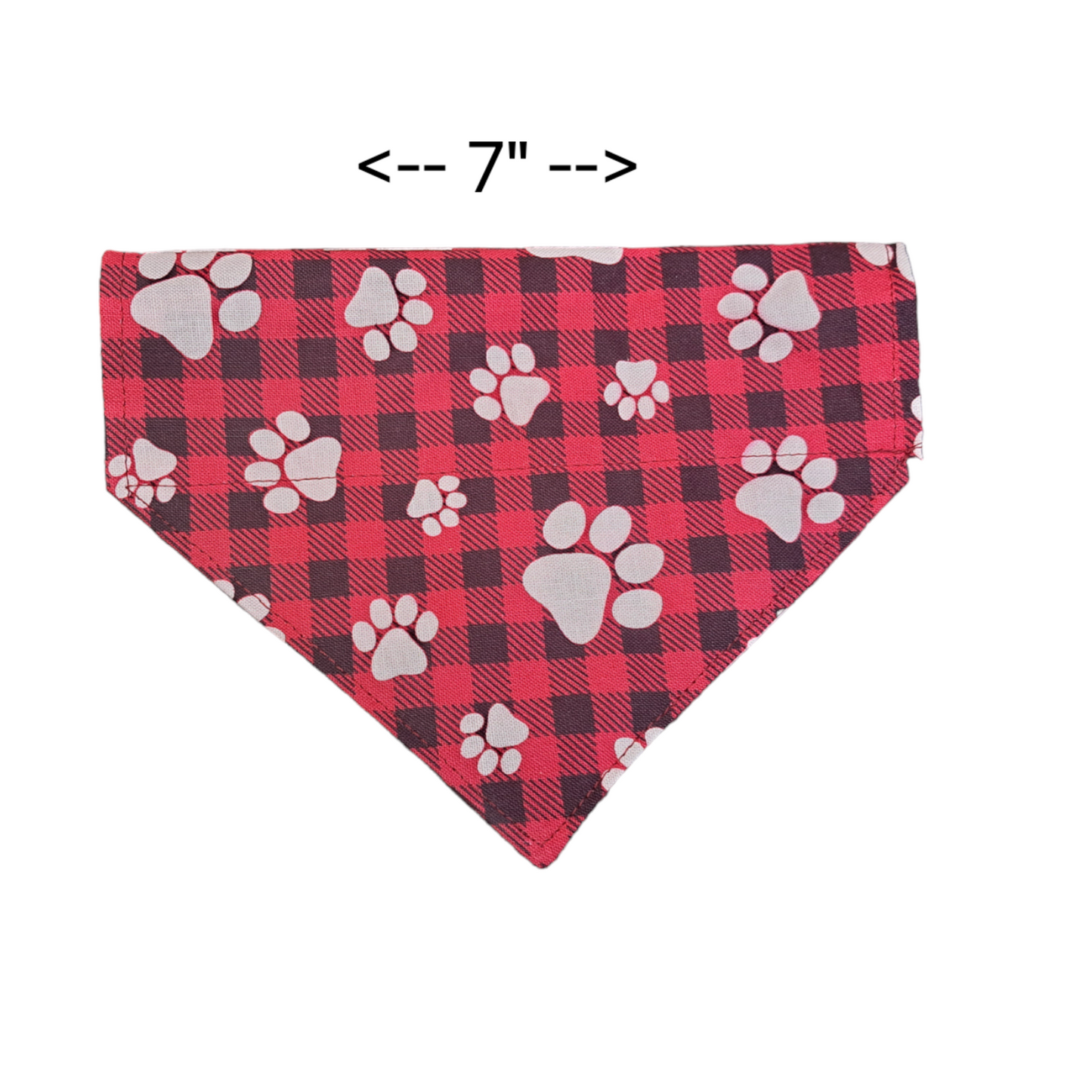 Red Plaid with Paws - Dog Bandana (Different Sizes) - silver makeup bag, dog bandana, handmade pot holders, Scrunchies, pink makeup bag, Sachet, green cosmetic bag, make up bag green - Frances Farm & Craft, LLC