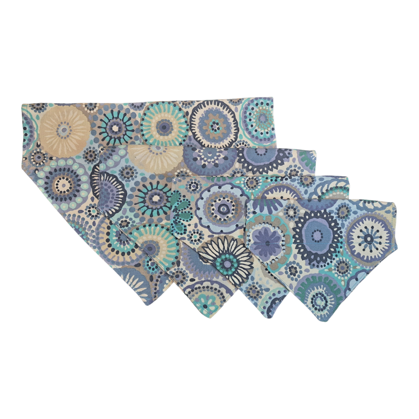 Blue Circles - Dog Bandana (Different Sizes) - silver makeup bag, dog bandana, handmade pot holders, Scrunchies, pink makeup bag, Sachet, green cosmetic bag, make up bag green - Frances Farm & Craft, LLC