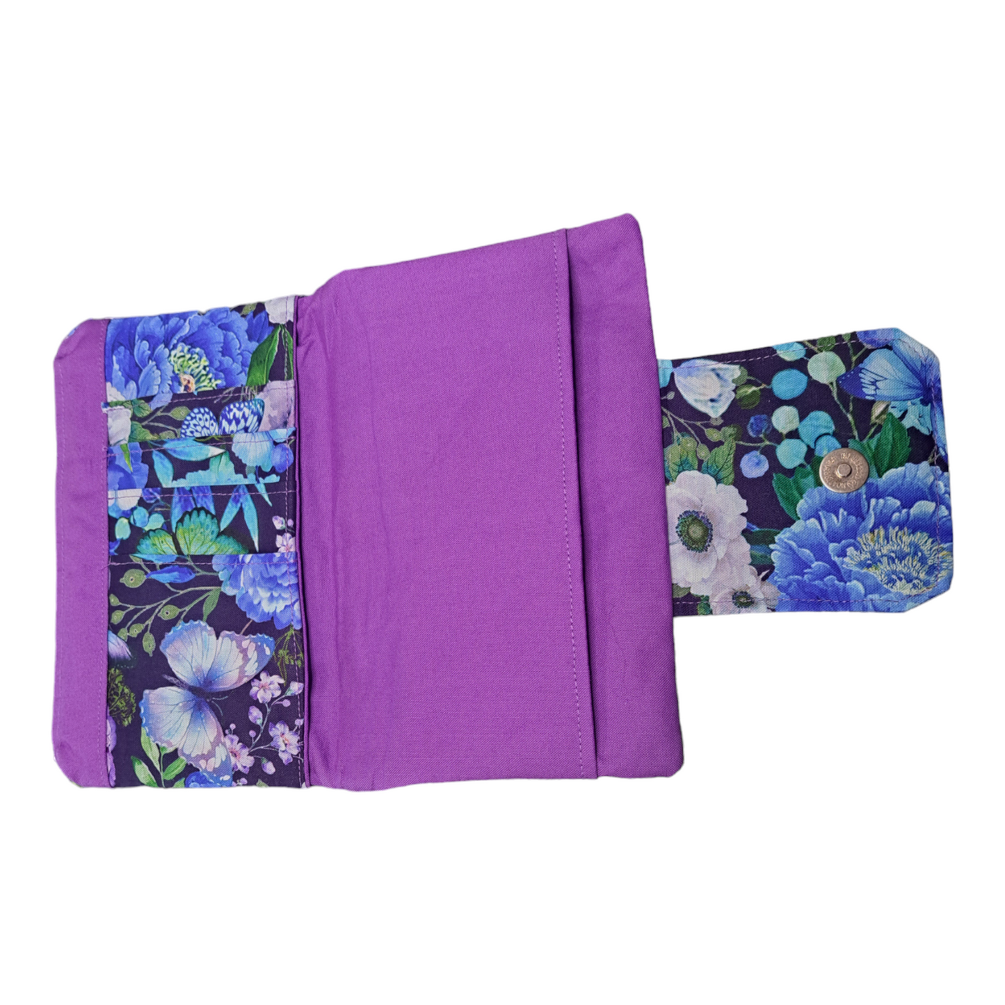 Floral Plum - Women's Wallet/ Clutch/ Purse - silver makeup bag, dog bandana, handmade pot holders, Scrunchies, pink makeup bag, Sachet, green cosmetic bag, make up bag green - Frances Farm & Craft, LLC
