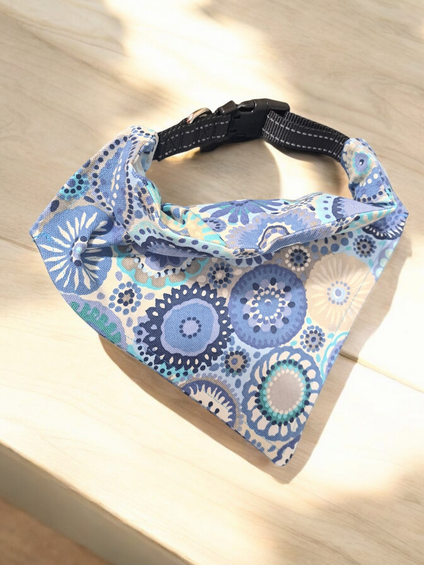 Blue Circles - Dog Bandana (Different Sizes) - silver makeup bag, dog bandana, handmade pot holders, Scrunchies, pink makeup bag, Sachet, green cosmetic bag, make up bag green - Frances Farm & Craft, LLC