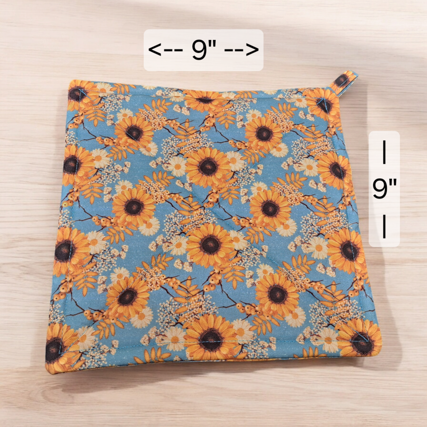 Fall Sunflowers - Pot Holders (Set of 2) - silver makeup bag, dog bandana, handmade pot holders, Scrunchies, pink makeup bag, Sachet, green cosmetic bag, make up bag green - Frances Farm & Craft, LLC