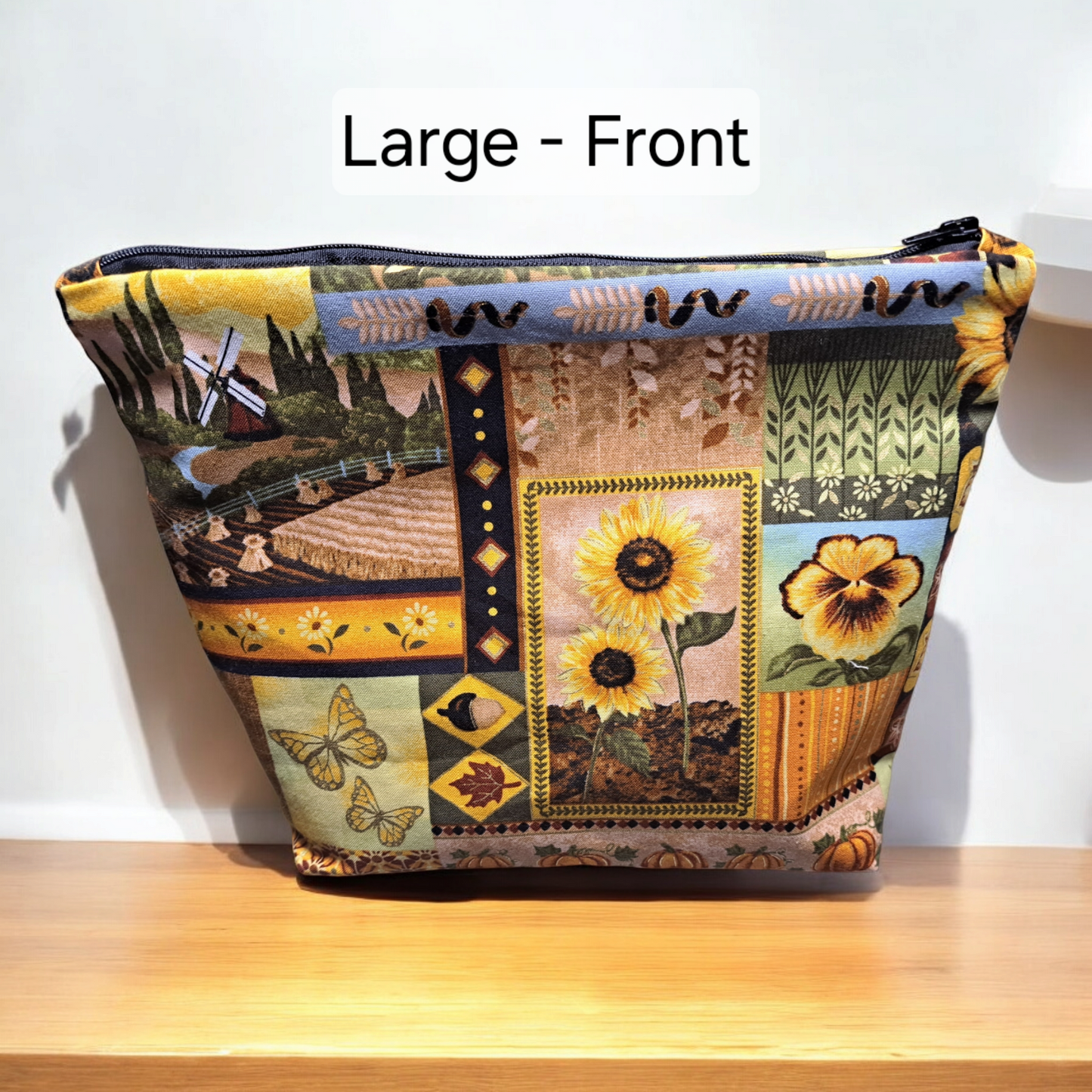 Autumn - Makeup Bag/ Cosmetic Pouch (Different Sizes) - silver makeup bag, dog bandana, handmade pot holders, Scrunchies, pink makeup bag, Sachet, green cosmetic bag, make up bag green - Frances Farm & Craft, LLC