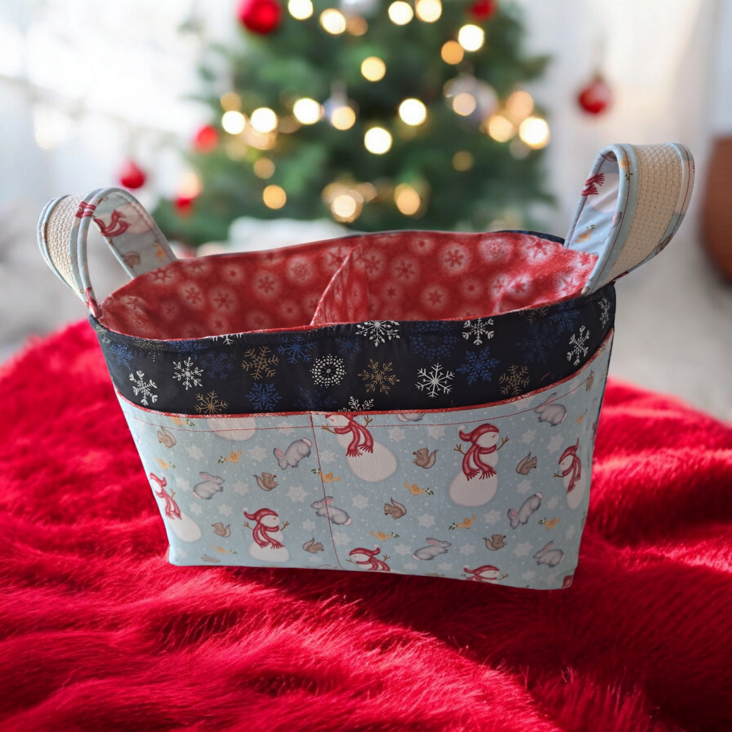 Divided Basket - Christmas - silver makeup bag, dog bandana, handmade pot holders, Scrunchies, pink makeup bag, Sachet, green cosmetic bag, make up bag green - Frances Farm & Craft, LLC