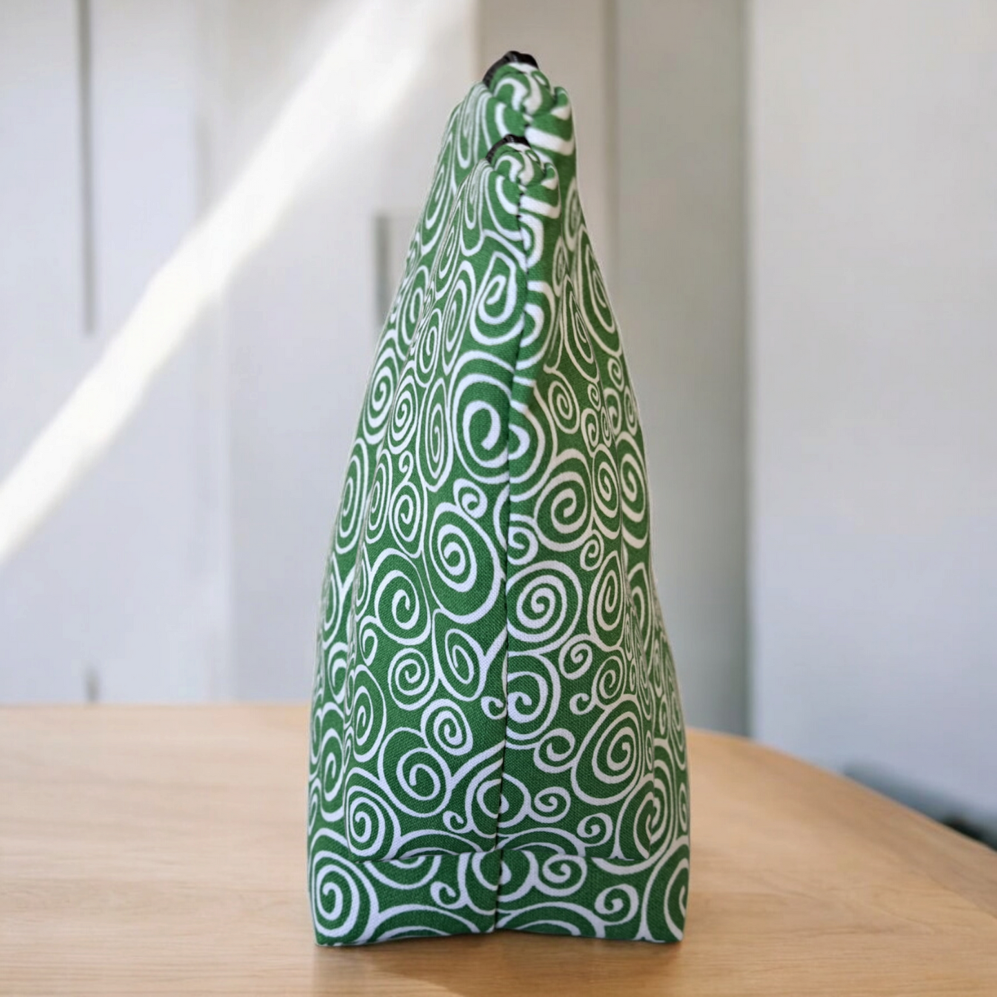 Green with White Swirls - Makeup Bag/ Cosmetic Pouch (Different sizes) - silver makeup bag, dog bandana, handmade pot holders, Scrunchies, pink makeup bag, Sachet, green cosmetic bag, make up bag green - Frances Farm & Craft, LLC