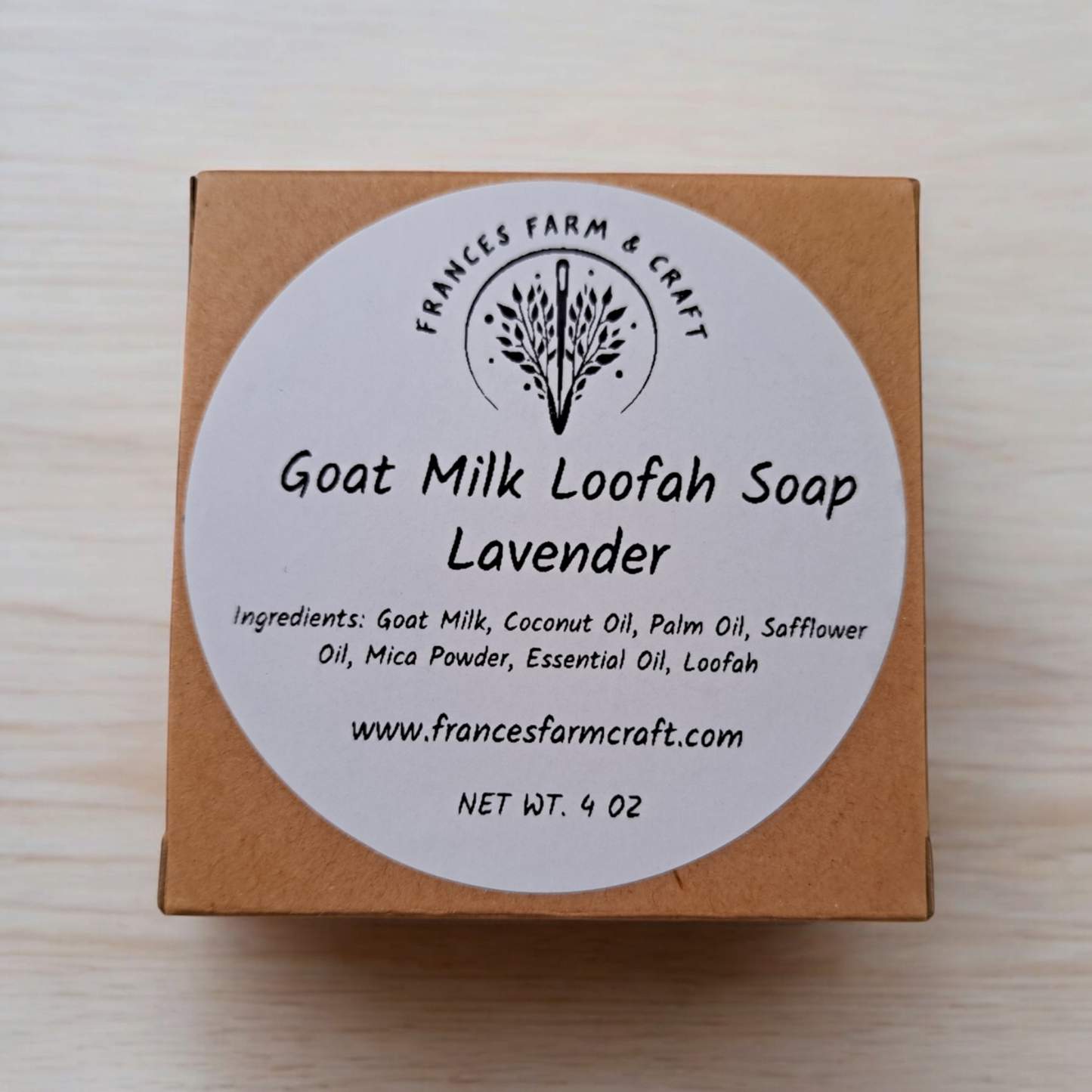 2 Goat Milk Loofah Soaps - Lavender - silver makeup bag, dog bandana, handmade pot holders, Scrunchies, pink makeup bag, Sachet, green cosmetic bag, make up bag green - Frances Farm & Craft, LLC