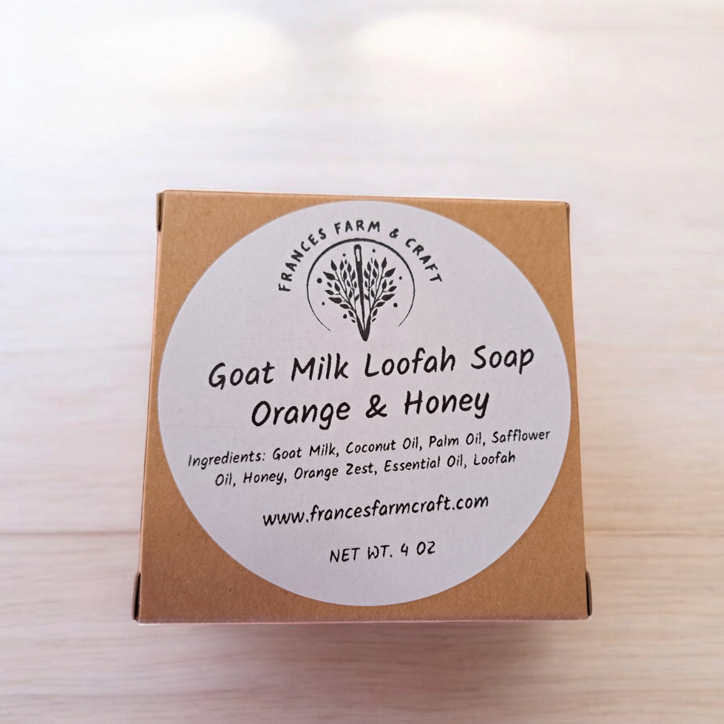 2 Goat Milk Loofah Soaps - Orange & Honey - silver makeup bag, dog bandana, handmade pot holders, Scrunchies, pink makeup bag, Sachet, green cosmetic bag, make up bag green - Frances Farm & Craft, LLC