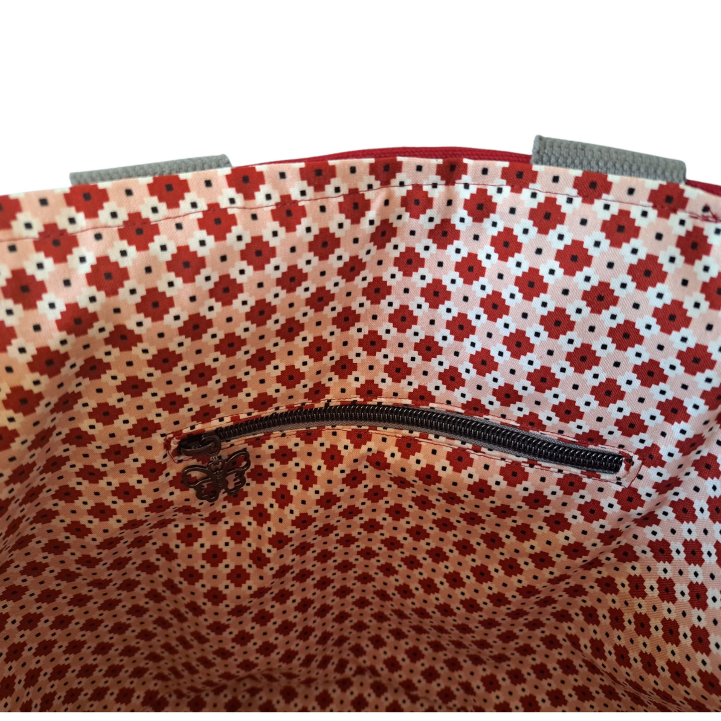 Red Sunflower - Tote Bag - silver makeup bag, dog bandana, handmade pot holders, Scrunchies, pink makeup bag, Sachet, green cosmetic bag, make up bag green - Frances Farm & Craft, LLC