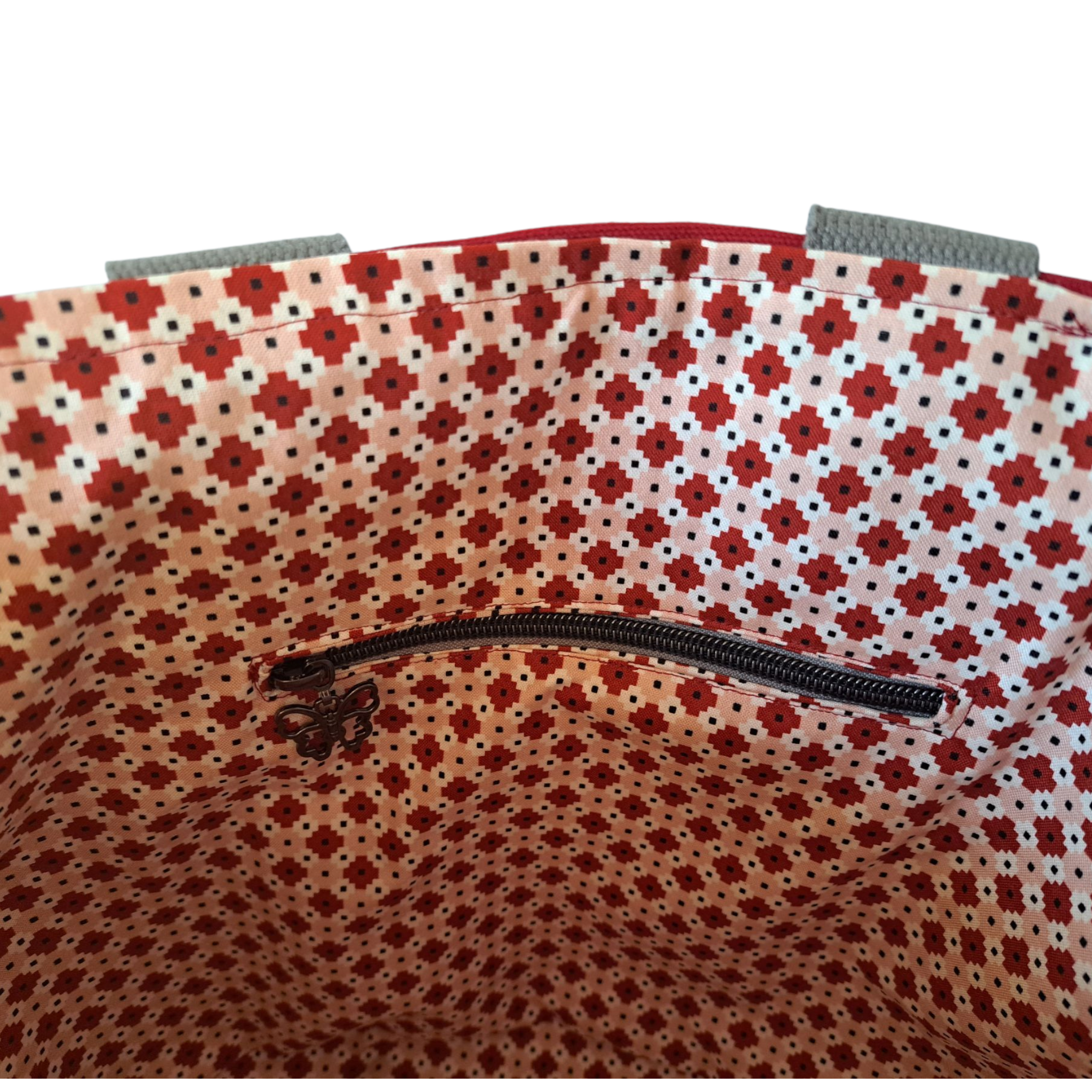 Red Sunflower - Tote Bag - silver makeup bag, handmade pot holders, natural body lotion, loofah goat milk soap, cosmetic bag, handmade bags, purse - Frances Farm & Craft, LLC