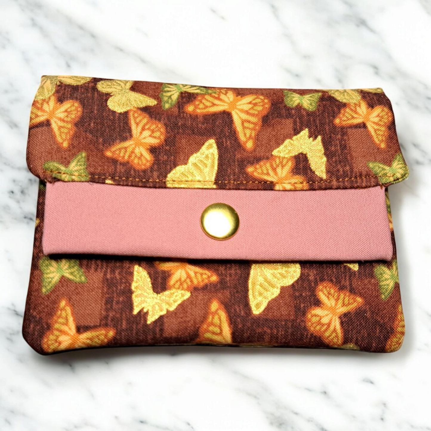 Butterflies & Dogs - Minimalist Wallet - silver makeup bag, dog bandana, handmade pot holders, Scrunchies, pink makeup bag, Sachet, green cosmetic bag, make up bag green - Frances Farm & Craft, LLC