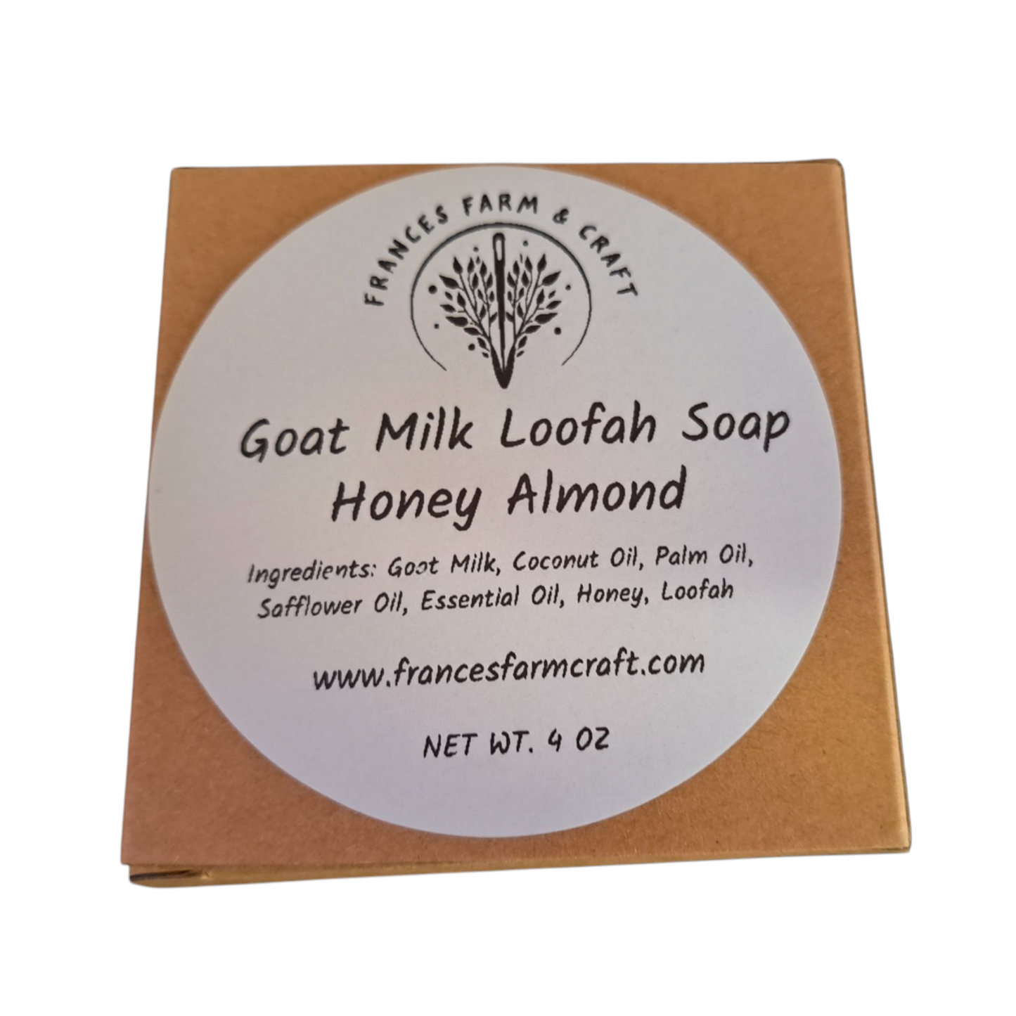2 Goat Milk Loofah Soaps - Honey Almond - silver makeup bag, dog bandana, handmade pot holders, Scrunchies, pink makeup bag, Sachet, green cosmetic bag, make up bag green - Frances Farm & Craft, LLC
