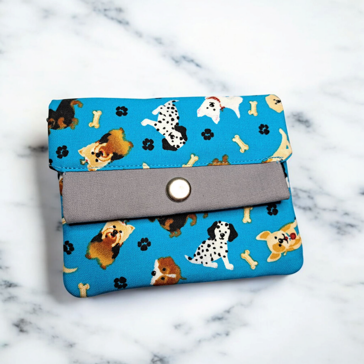 Butterflies & Dogs - Minimalist Wallet - silver makeup bag, dog bandana, handmade pot holders, Scrunchies, pink makeup bag, Sachet, green cosmetic bag, make up bag green - Frances Farm & Craft, LLC