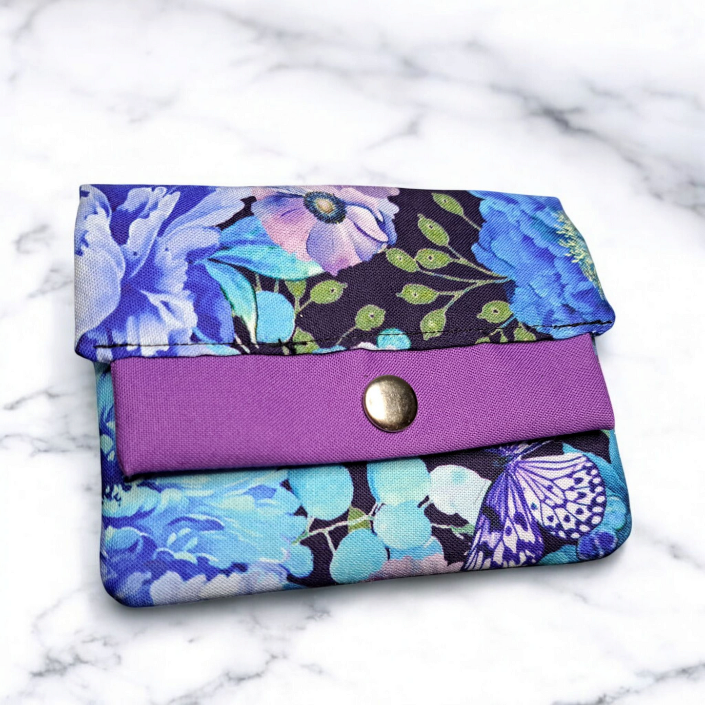 Butterflies & Dogs - Minimalist Wallet - silver makeup bag, dog bandana, handmade pot holders, Scrunchies, pink makeup bag, Sachet, green cosmetic bag, make up bag green - Frances Farm & Craft, LLC