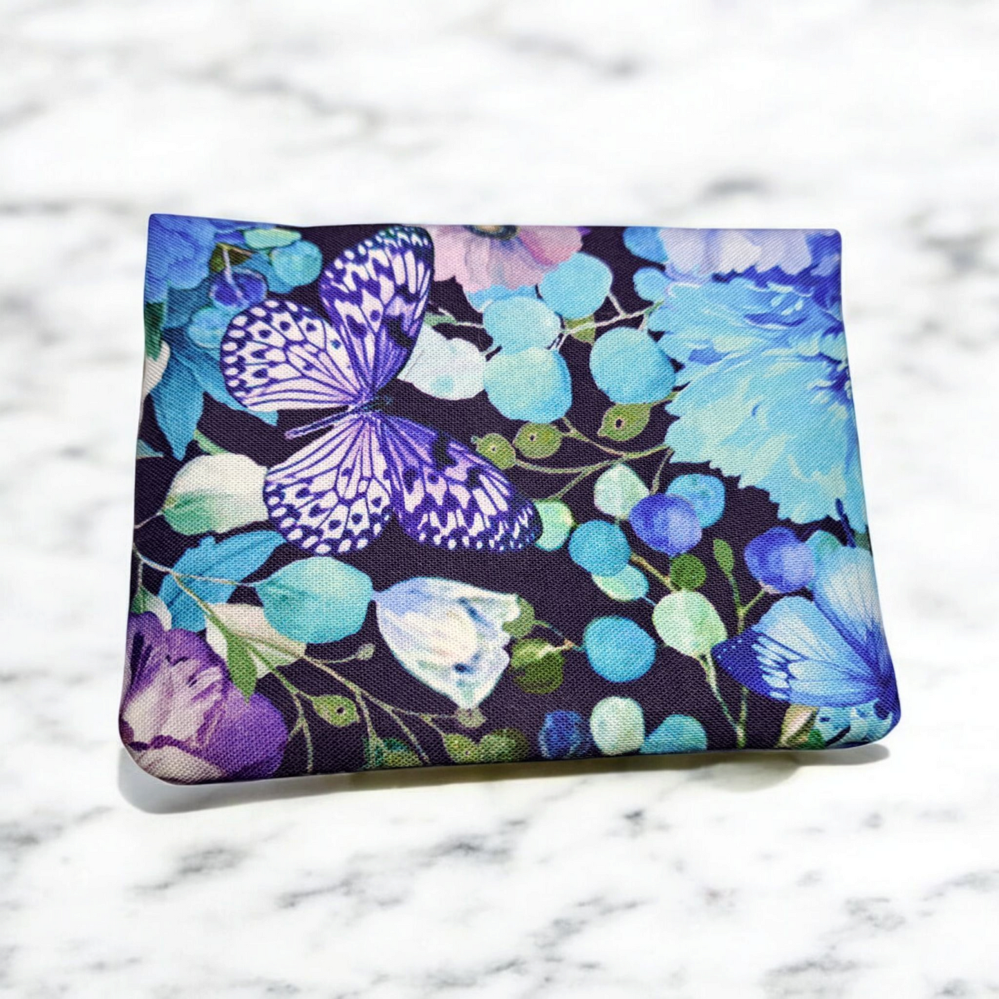 Butterflies & Dogs - Minimalist Wallet - silver makeup bag, dog bandana, handmade pot holders, Scrunchies, pink makeup bag, Sachet, green cosmetic bag, make up bag green - Frances Farm & Craft, LLC