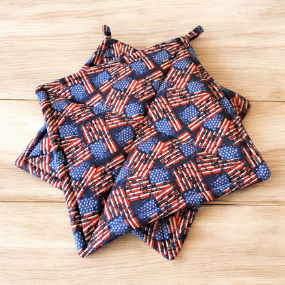 Patriotic - Pot Holders (Set of 2) - silver makeup bag, dog bandana, handmade pot holders, Scrunchies, pink makeup bag, Sachet, green cosmetic bag, make up bag green - Frances Farm & Craft, LLC