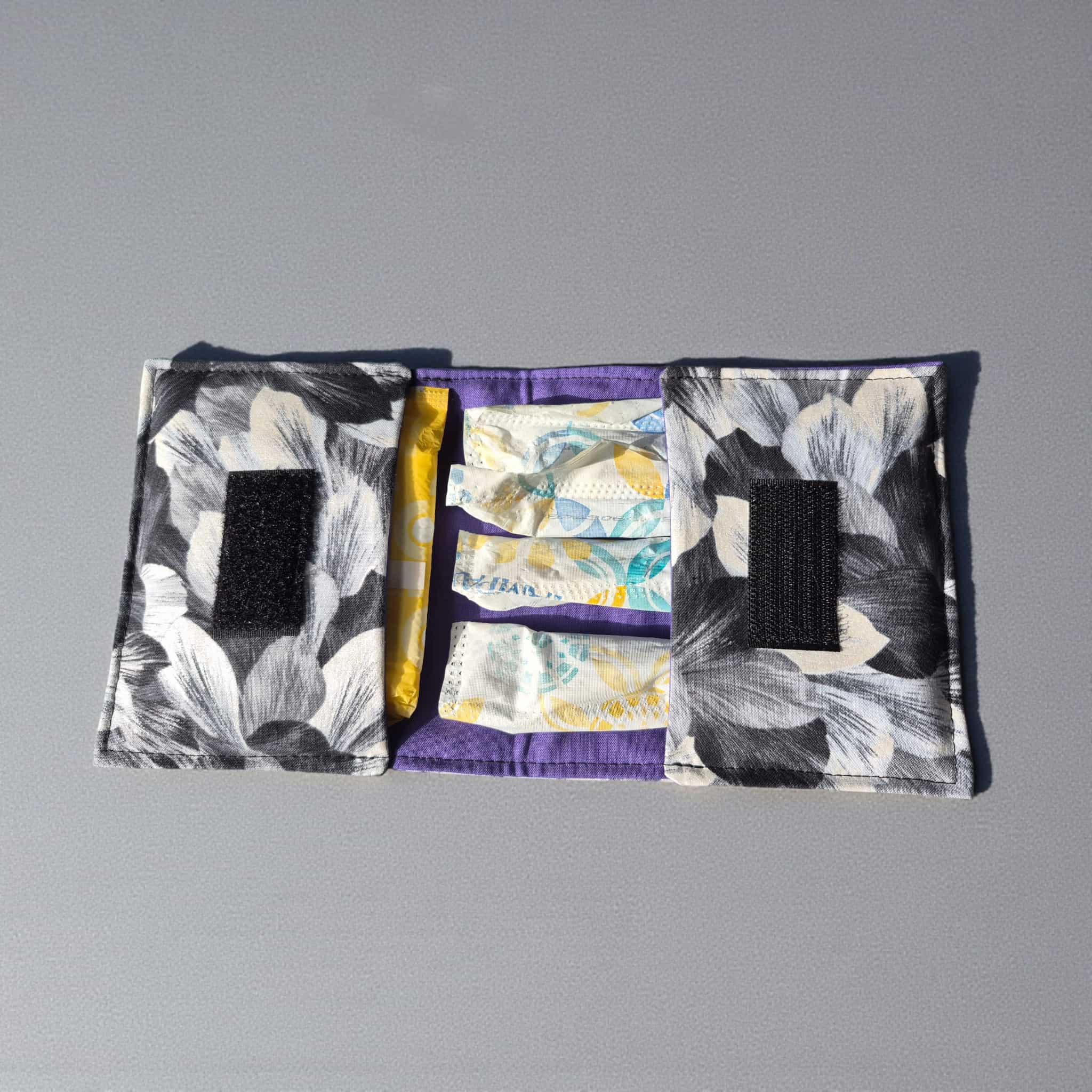 Black &amp; Silver Petals - Tampon Pouch