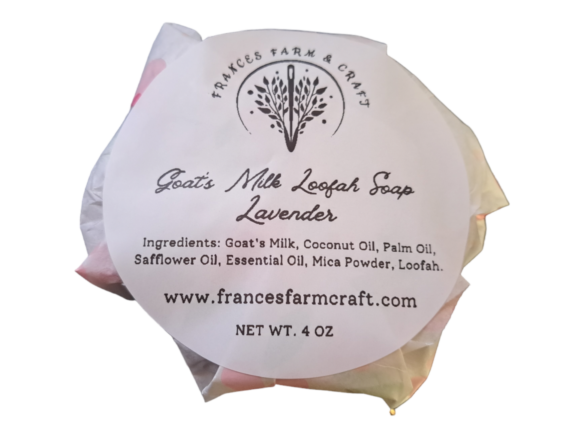 Goat's Milk Loofah Soap - Lavender - silver makeup bag, dog bandana, handmade pot holders, Scrunchies, pink makeup bag, Sachet, green cosmetic bag, make up bag green - Frances Farm & Craft, LLC