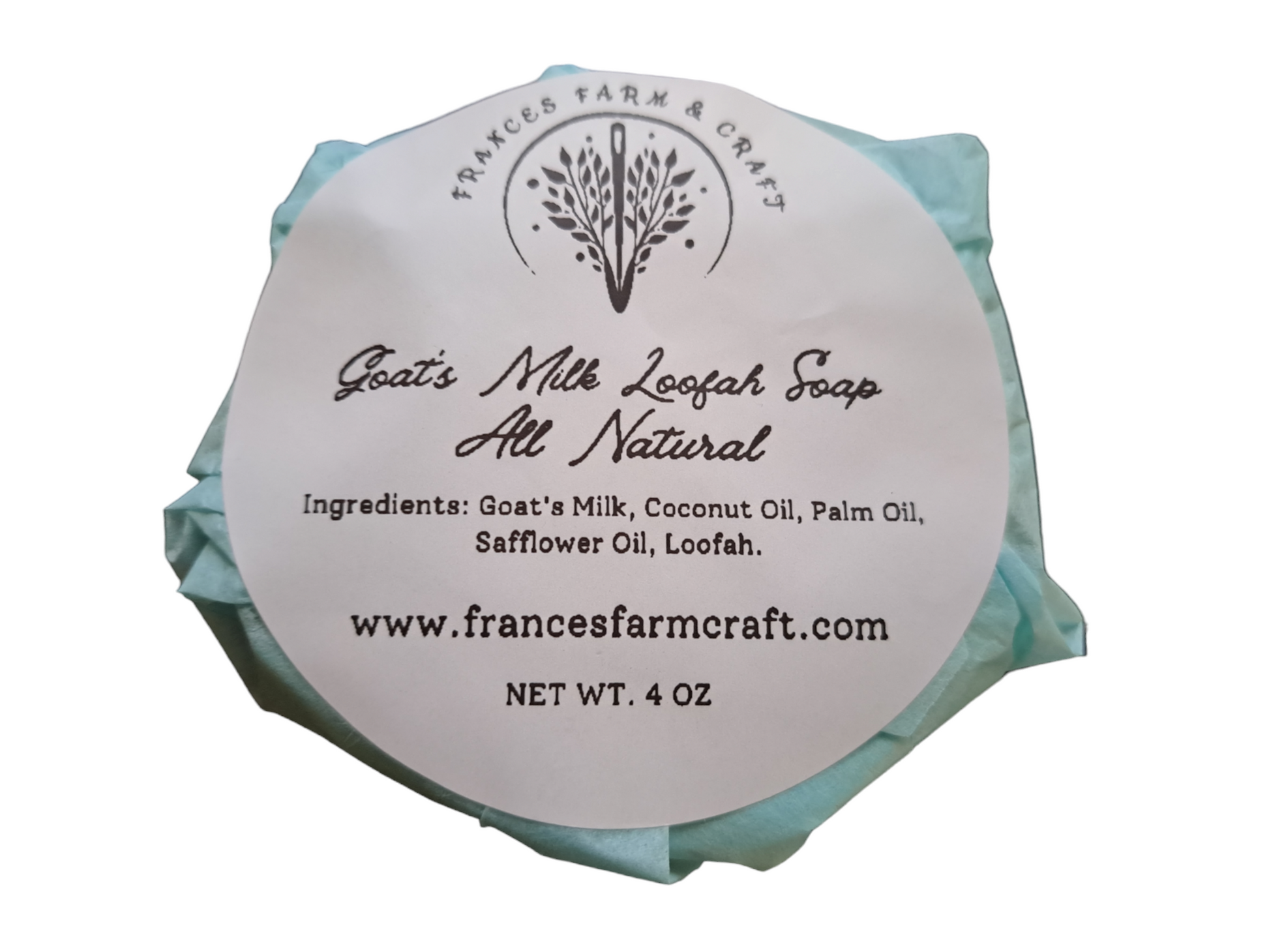Goat's Milk Loofah Soap - Natural - silver makeup bag, dog bandana, handmade pot holders, Scrunchies, pink makeup bag, Sachet, green cosmetic bag, make up bag green - Frances Farm & Craft, LLC