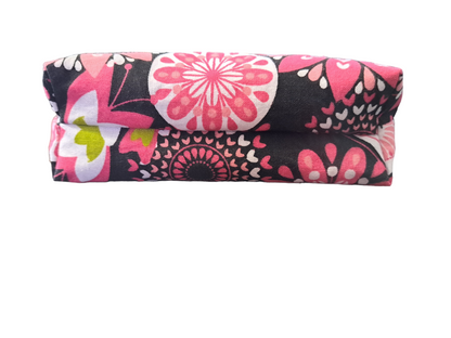 Pink Flowers - Makeup Bag (Different Sizes) - silver makeup bag, dog bandana, handmade pot holders, Scrunchies, pink makeup bag, Sachet, green cosmetic bag, make up bag green - Frances Farm & Craft, LLC