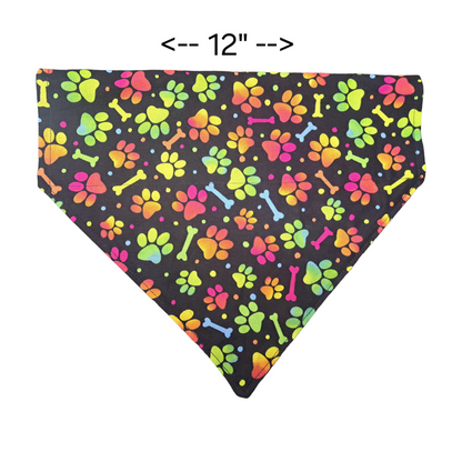 Neon Paws - Dog Bandanas (Different Sizes) - silver makeup bag, dog bandana, handmade pot holders, Scrunchies, pink makeup bag, Sachet, green cosmetic bag, make up bag green - Frances Farm & Craft, LLC