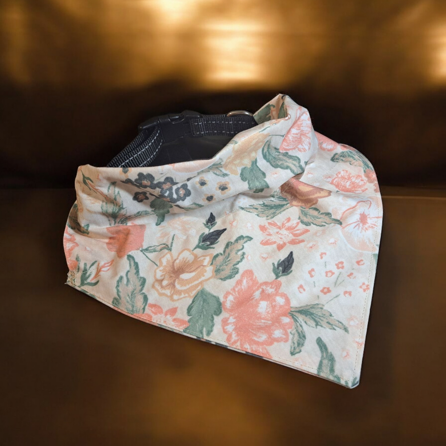 Blush Flowers - Dog Bandana (Different Sizes) - silver makeup bag, dog bandana, handmade pot holders, Scrunchies, pink makeup bag, Sachet, green cosmetic bag, make up bag green - Frances Farm & Craft, LLC