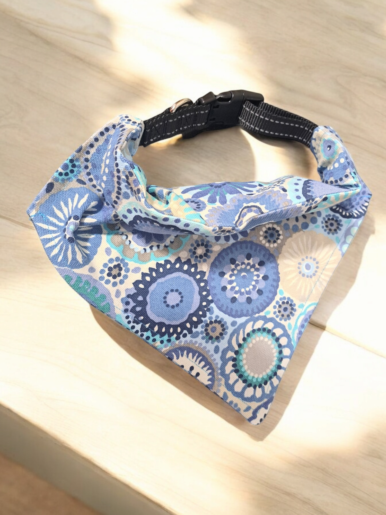 Blue Circles - Dog Bandana (Different Sizes) - silver makeup bag, dog bandana, handmade pot holders, Scrunchies, pink makeup bag, Sachet, green cosmetic bag, make up bag green - Frances Farm & Craft, LLC