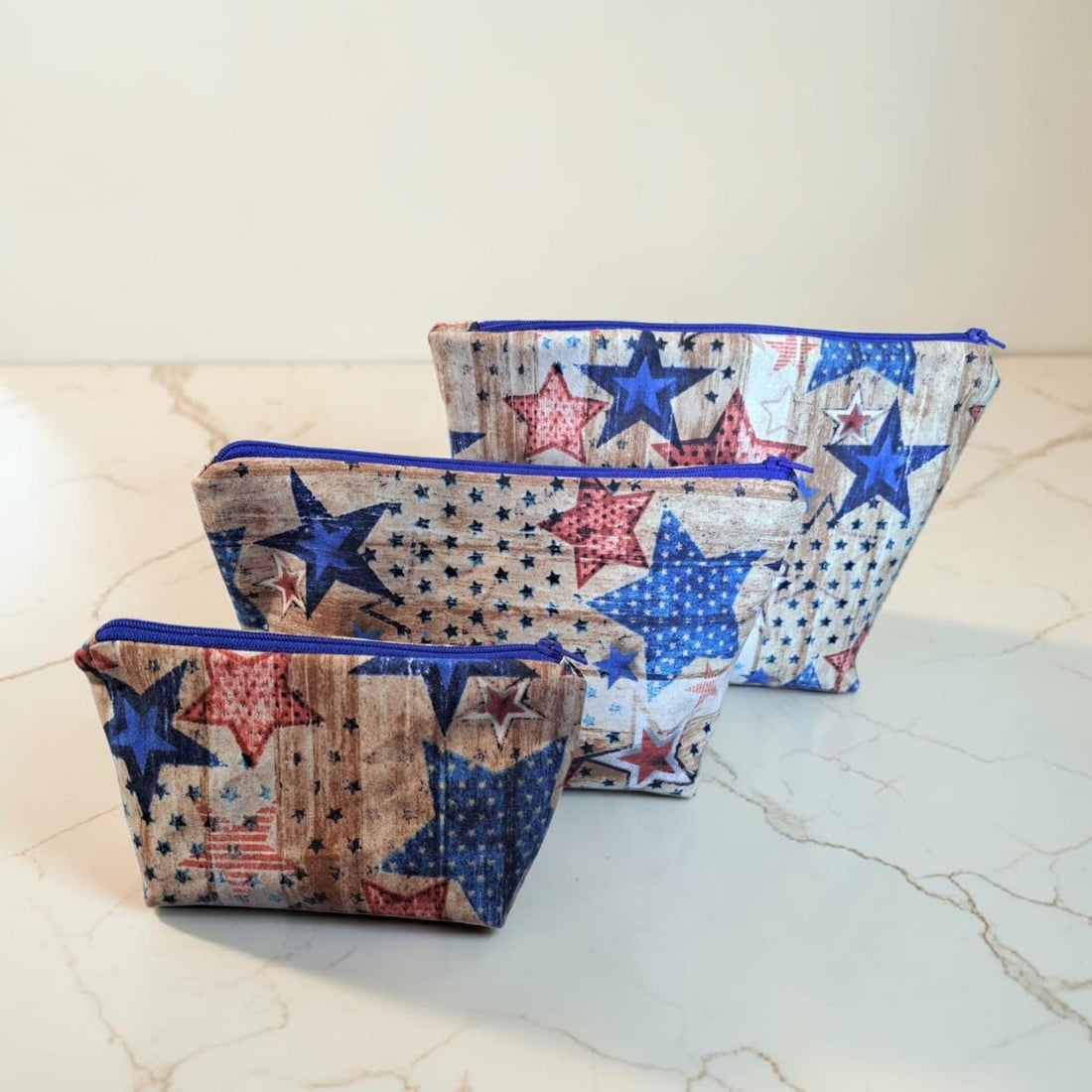 Patriotic &amp; Rustic - Makeup Bag/ Cosmetic Pouch ( Different Sizes)