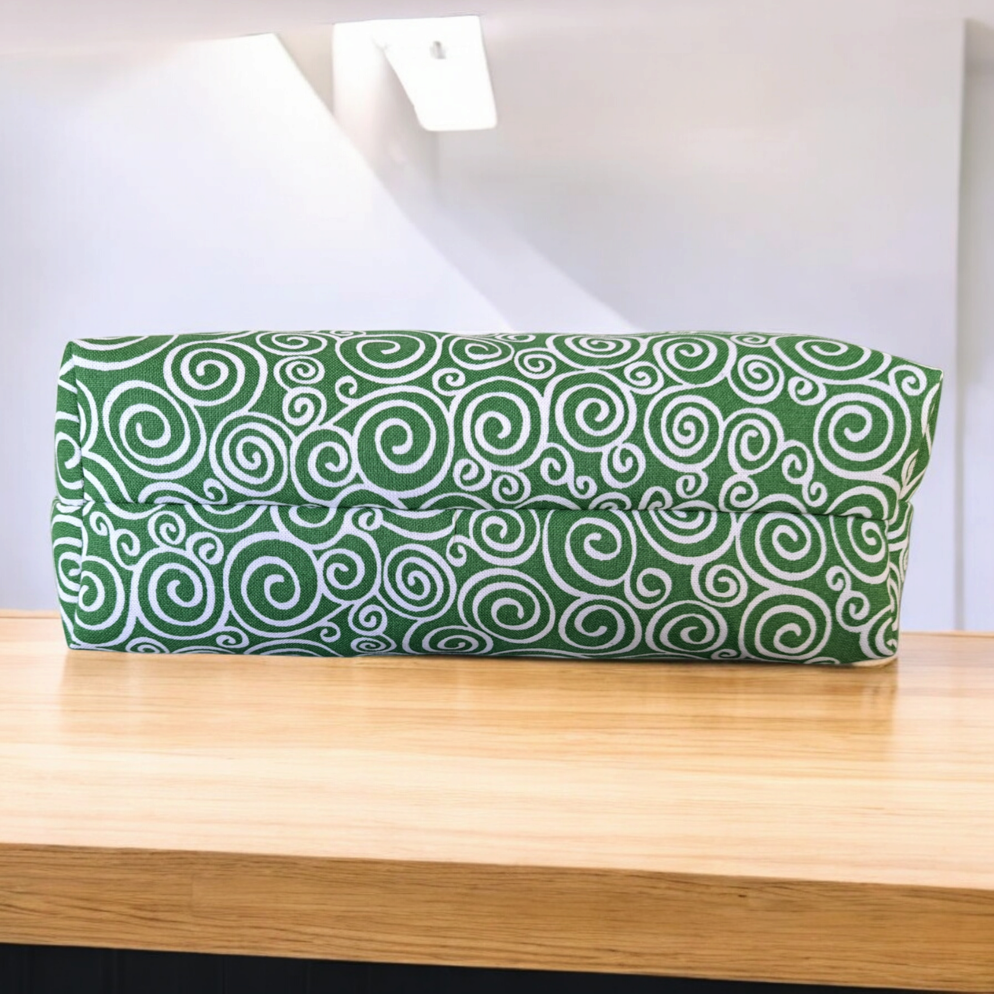 Green with White Swirls - Makeup Bag/ Cosmetic Pouch (Different sizes)