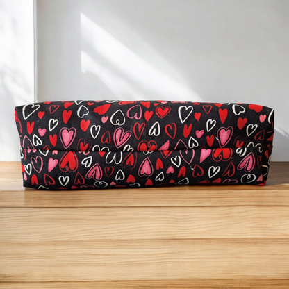 Hearts - Makeup Bag (Different Sizes) - silver makeup bag, dog bandana, handmade pot holders, Scrunchies, pink makeup bag, Sachet, green cosmetic bag, make up bag green - Frances Farm & Craft, LLC