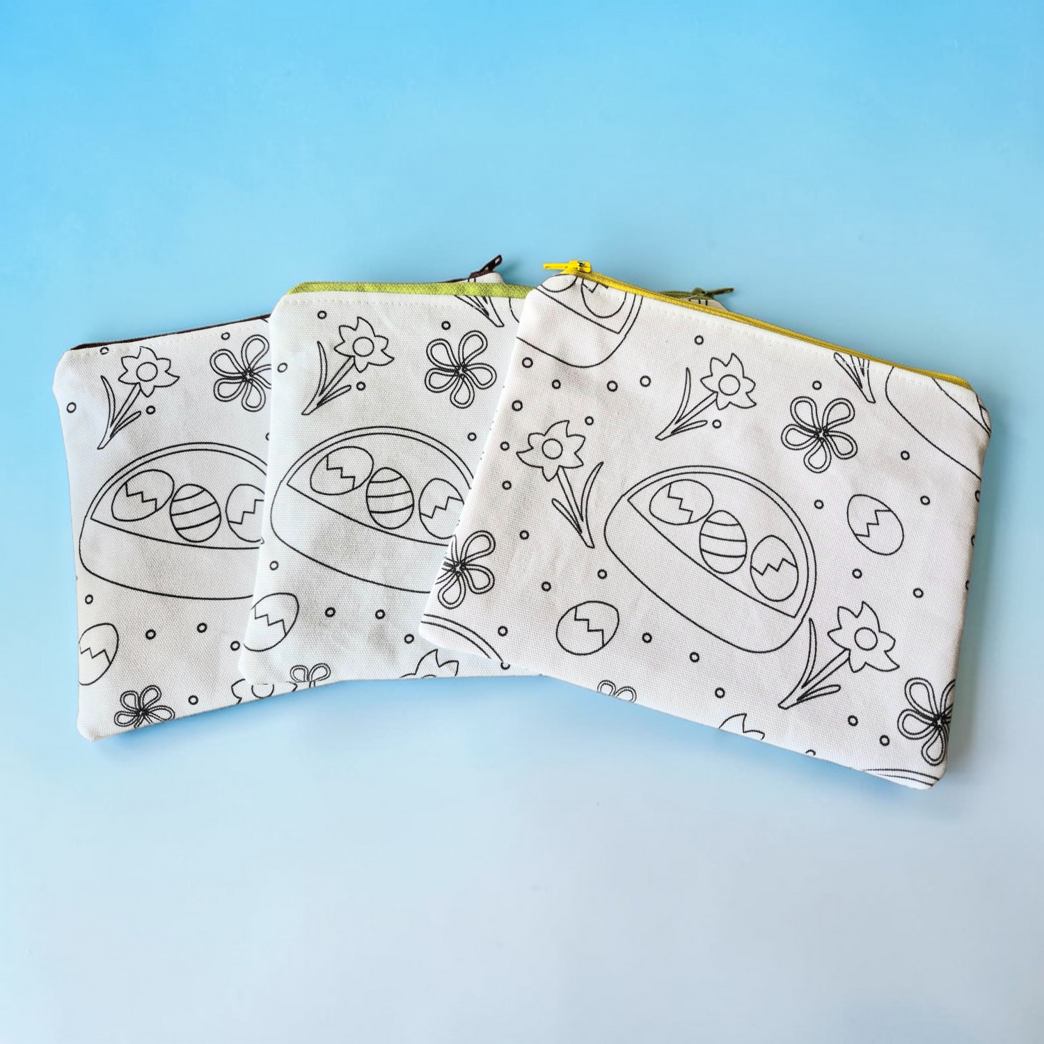 Color-Your-Own Easter Zipper Pouch - silver makeup bag, handmade pot holders, natural body lotion, loofah goat milk soap, cosmetic bag, handmade bags, purse - Frances Farm &amp; Craft, LLC