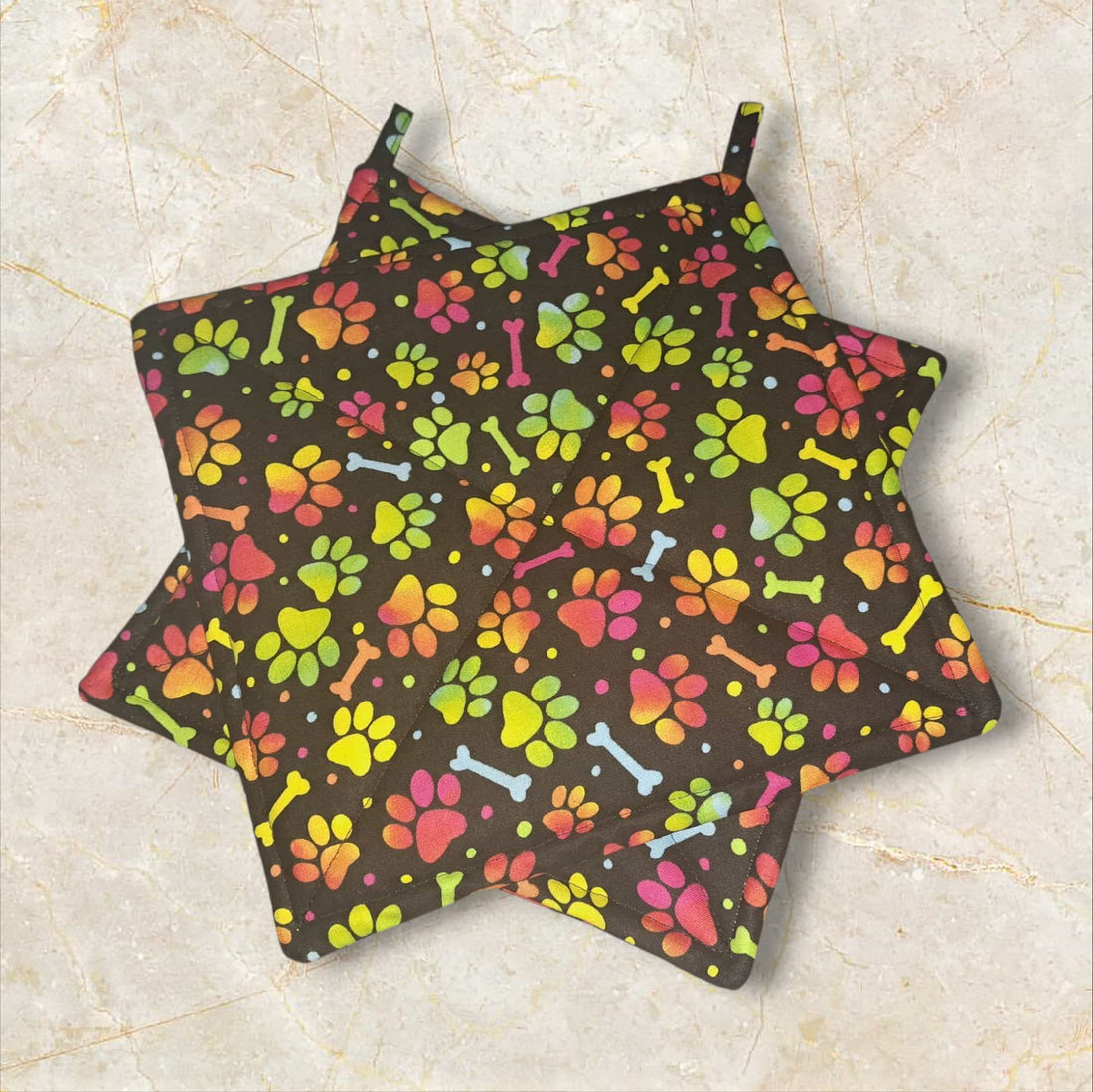 Neon Colored Paws - Pot Holders (Set of 2)