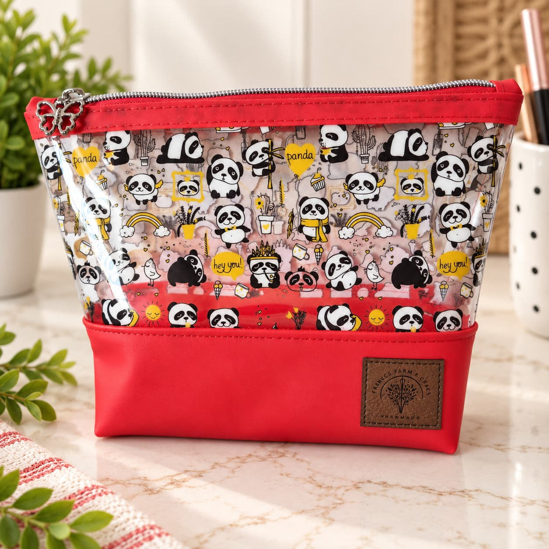 Silly Panda Vinyl Cosmetic Bag
