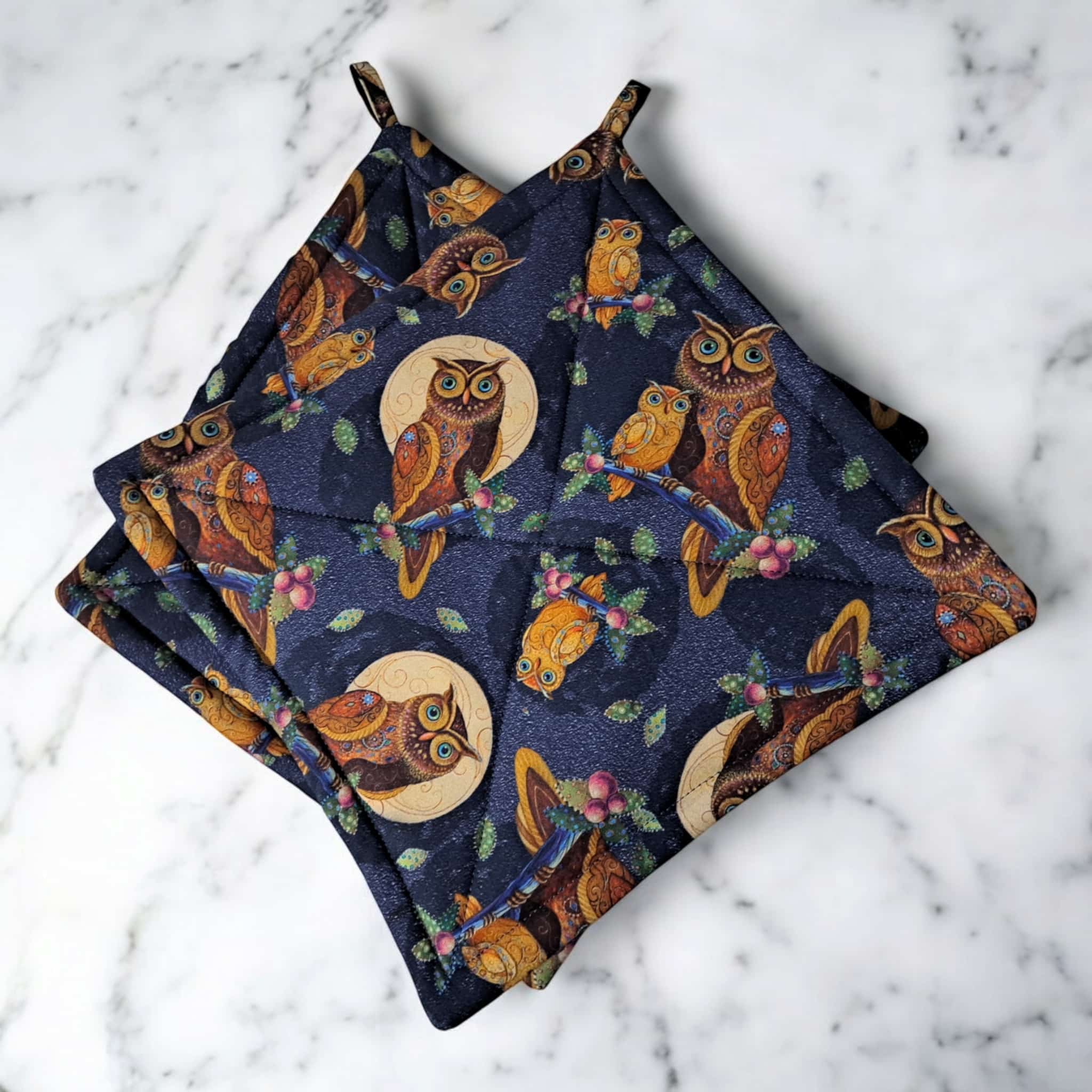 Midnight Owls - Pot Holders (Set of 2)