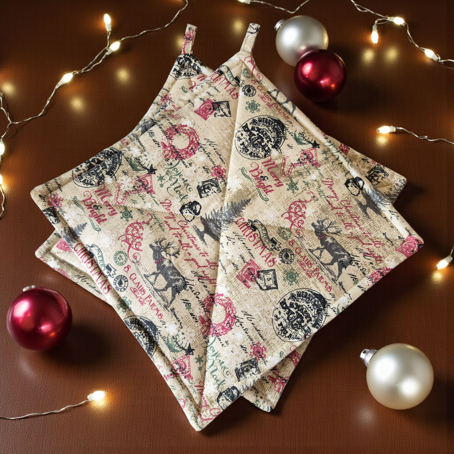 Vintage Christmas - Pot Holders ( Set of 2)