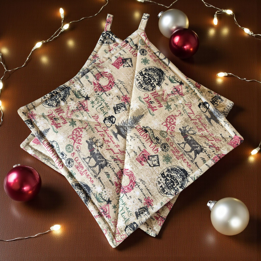 Vintage Christmas - Pot Holders ( Set of 2)