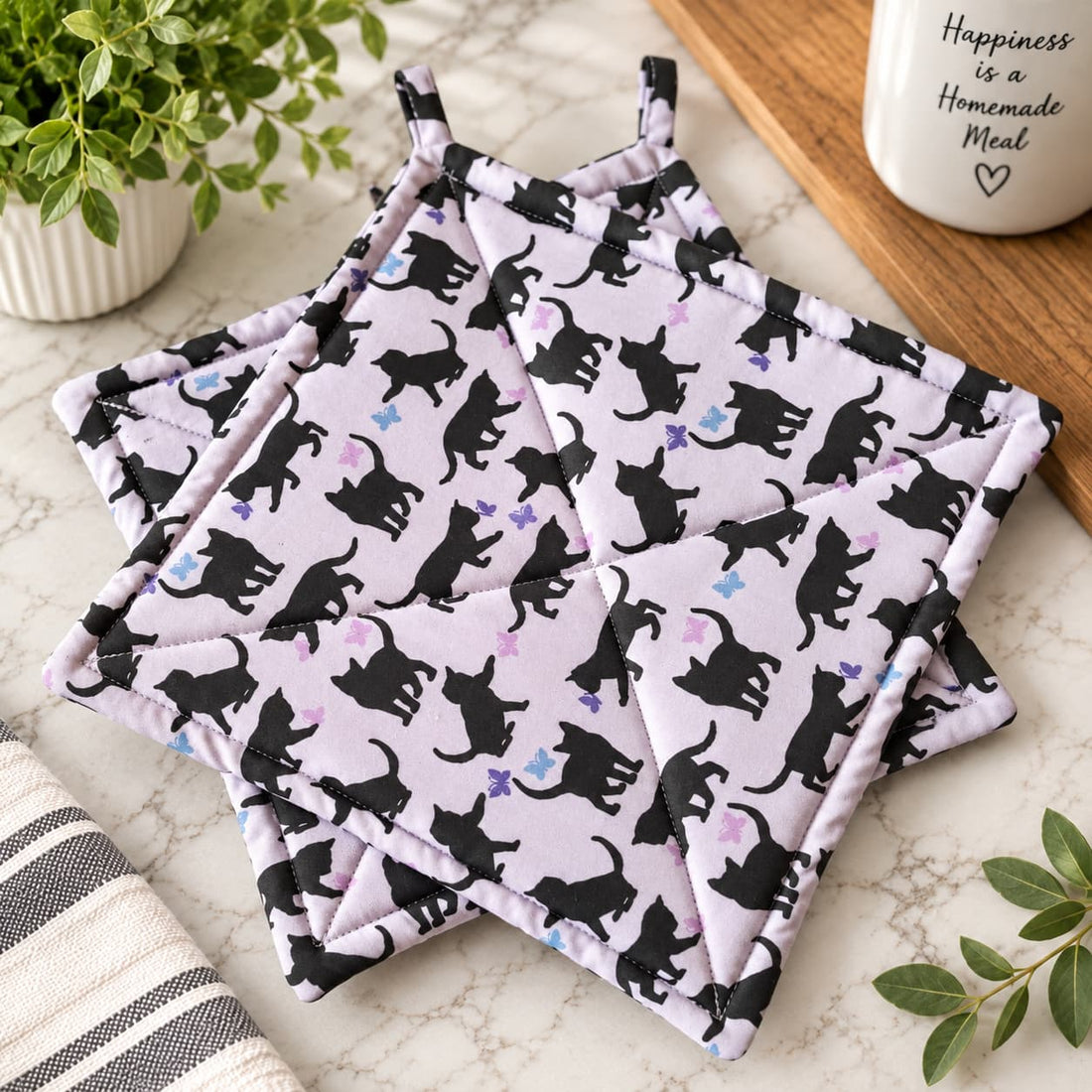 Cats &amp; Butterflies - Pot Holders (Set of 2)