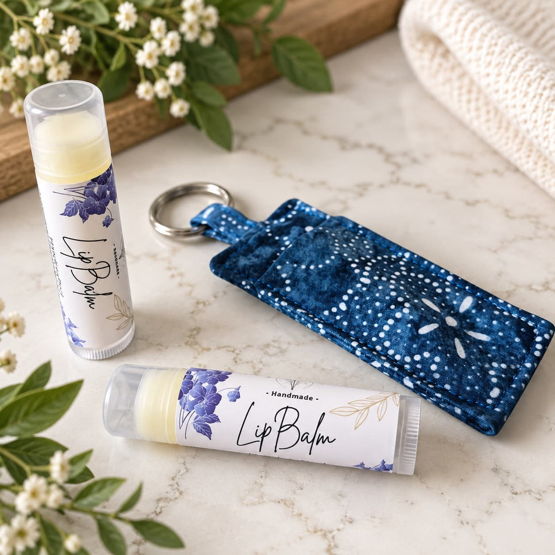 Nourishing Lip Balms/ Chapsticks + Keychain