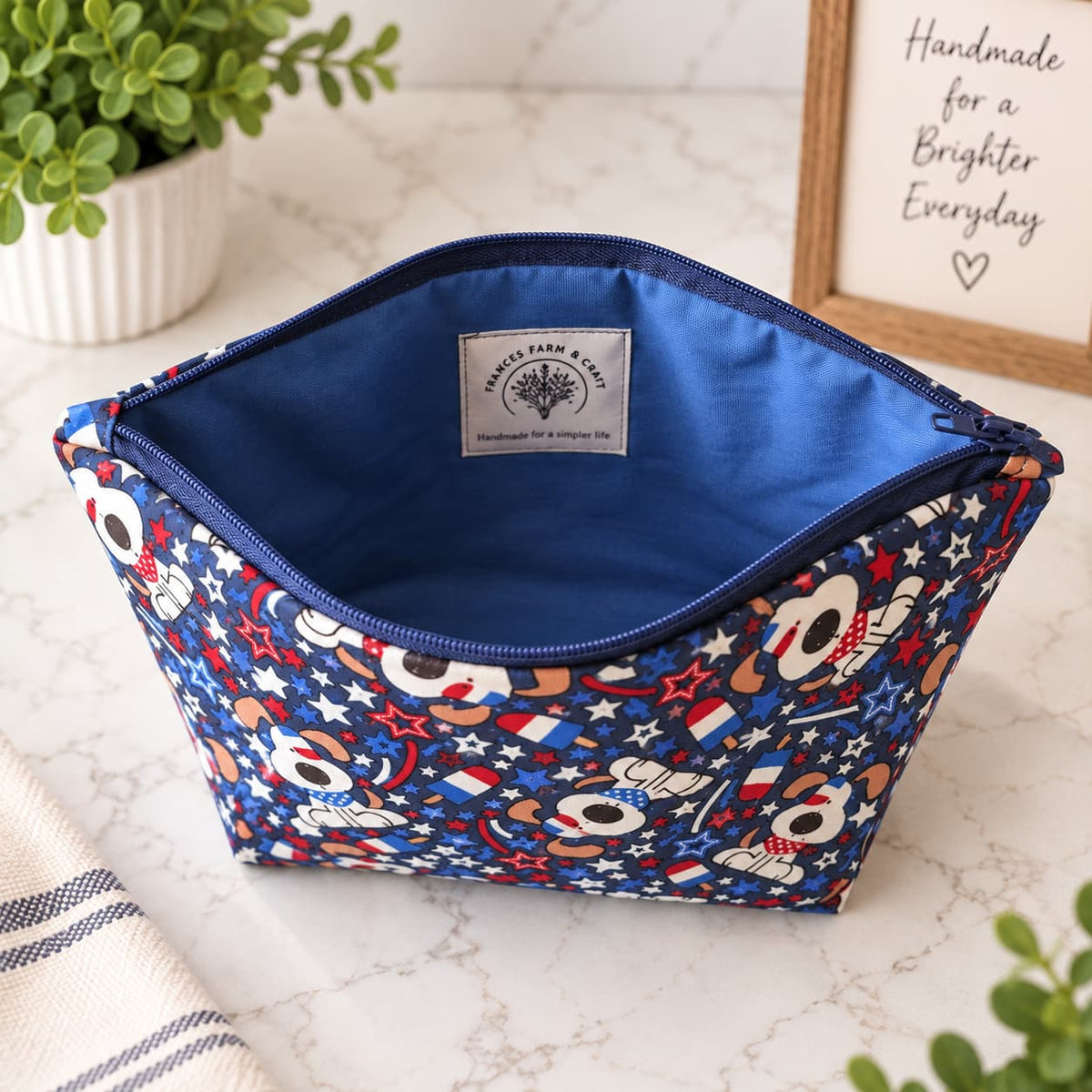 Red, White &amp; Woof - Makeup Bag/ Cosmetic Bag (Different Sizes)
