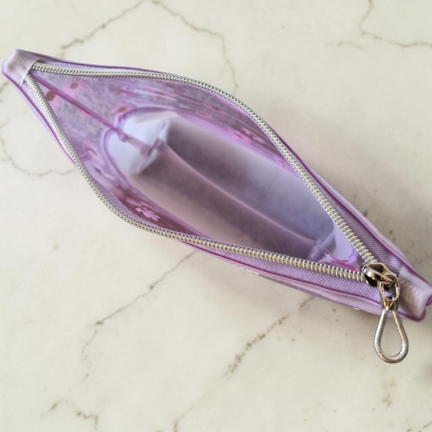 Purple Daisy Vinyl Cosmetic Bag