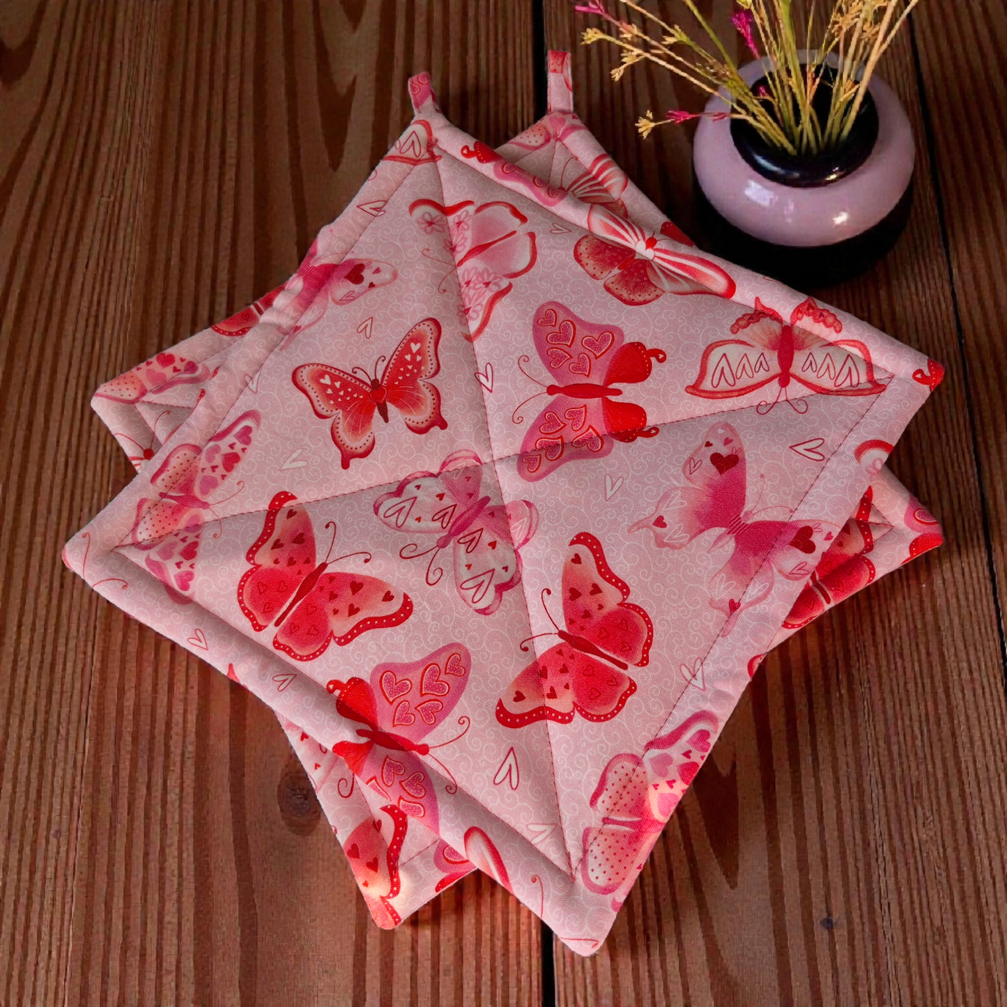 Valentine's Butterflies - Pot Holders (Set of 2)