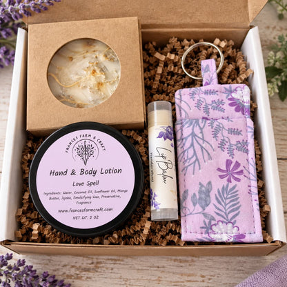Handmade Self Care Gift Set – Love Spell Lotion, Goat Milk Soap &amp; Lip Balm