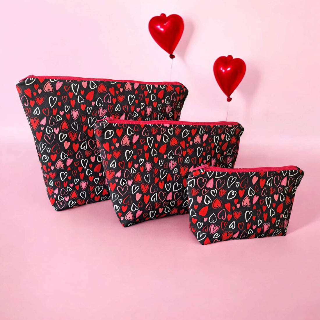 Hearts - Makeup Bag/ Cosmetic Pouch (Different Sizes)